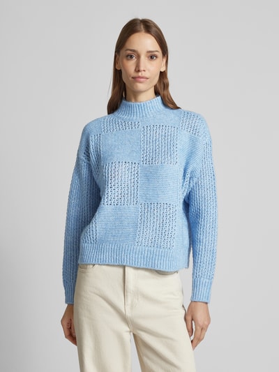 Vero Moda Regular fit gebreide pullover met opstaande kraag, model 'MOON' Lichtblauw - 4