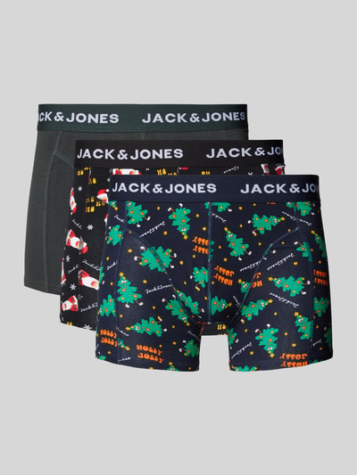 Jack & Jones Boxershort met elastische band met logo in een set van 3 stuks, model 'HOLLY' Marineblauw - 1