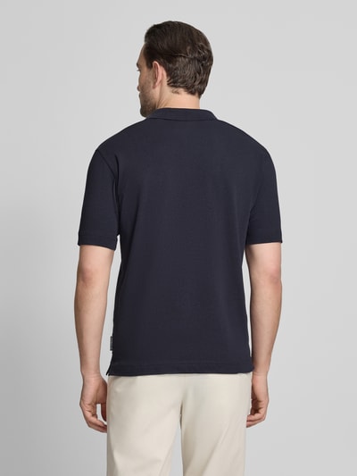 Marc O'Polo regular fit poloshirt van mix van katoen en linnen Marineblauw - 5