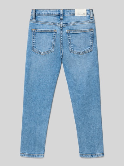 Produktfoto, Jeans mit 5-Pocket-Design von Mango im Slim Fit aus Baumwoll-Elasthan-Mix, hellblau, Bundweite 30 cm, Innenbeinlänge 49 cm.