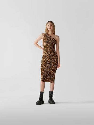 Norma Kamali Midikleid mit Animal-Print Mittelbraun 1