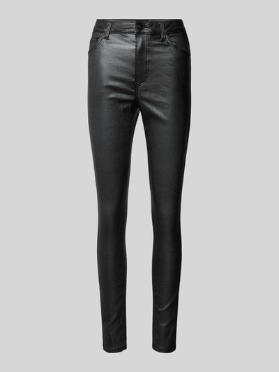 Pieces Slim fit high rise jeans met glittercoating, model 'DANA' Zwart - 2