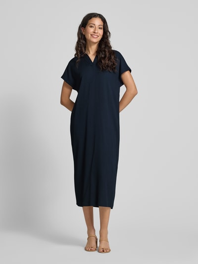OPUS Midi-jurk met platte kraag, model 'Wannie' Donkerblauw - 4