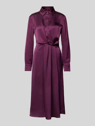 HUGO Hemdblusenkleid mit gelegte Falten Modell 'Keya' Aubergine 2