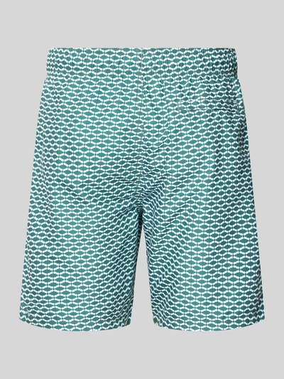 Produktfoto, Badehose im Allover-Look Modell 'Hammam Tile' von Shiwi, mintgrün mit weißen grafischen Mustern, elastischer Bund, Tunnelzug.