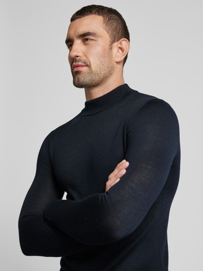 Christian Berg Men Gebreide pullover met turtleneck Donkerblauw gemêleerd - 3