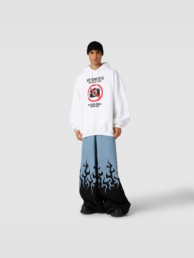 VETEMENTS Oversized Hoodie mit Statement-Print Weiss 1