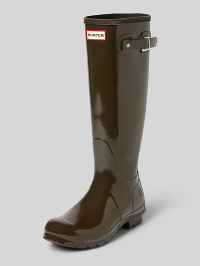 Hunter Gummistiefel mit verstellbarer Schnalle und Label-Detail Dunkelbraun 1