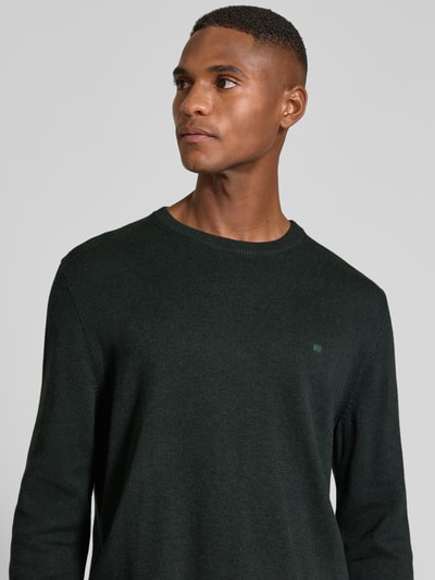 Christian Berg Men Gebreide pullover met ribboorden Donkergroen gemêleerd - 3