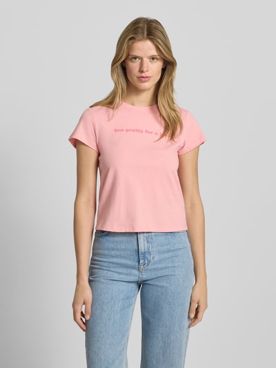 Review T-shirt met statementprint en ronde hals Roze - 4