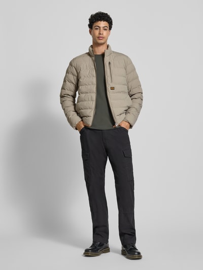 G-Star RAW Regular Fit gewatteerde jas met logopatch model 'Foundation' Zand - 1
