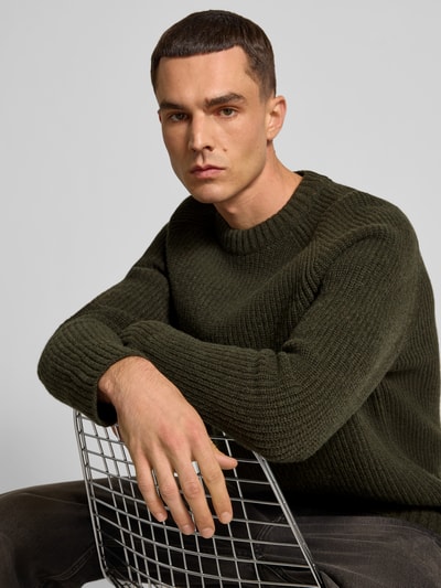 Closed Wollpullover in Strick-Optik Khaki 3