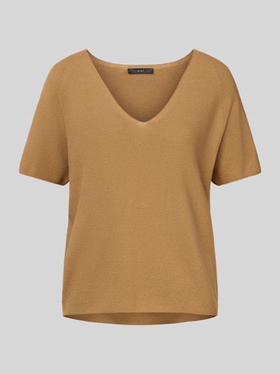 Oui Bluzka z dzianiny z dekoltem w serek Camel 2