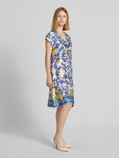 ROBE LÉGÈRE Knielanges Kleid aus Viskose mit V-Ausschnitt Bleu 1