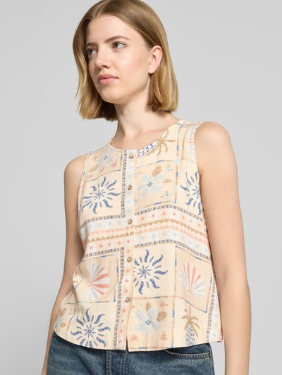 Jake*s Casual Blusentop aus Viskose-Leinen-Mix mit Knopfleiste Beige 3