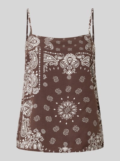 Produktfoto, Regular Fit Trägertop aus reiner Viskose Modell 'RAMSE AMBEL' von Only, brązowa tkanina z białym wzorem paisley, damski trägertop