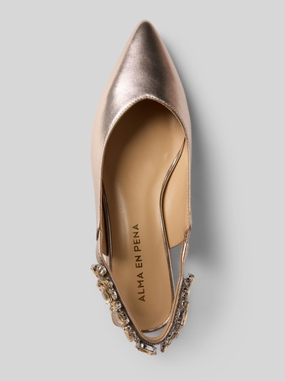 ALMA EN PENA Lederpumps mit Blockabsatz Metallic Braun 3