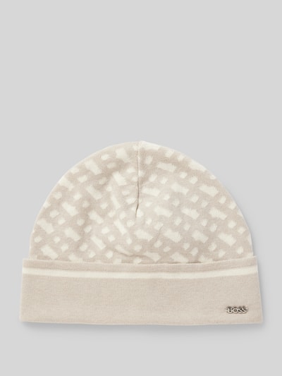 BOSS Beanie mit Label-Applikation Modell 'Lendia' Hellgrau 1