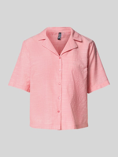 PIECES Regular fit overhemdblouse van een mix van katoen en linnen, model 'PIA' Roze - 2