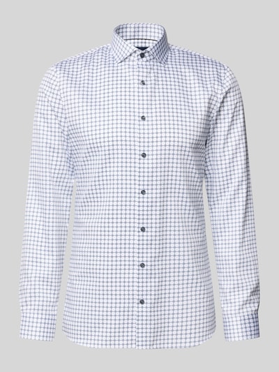 Produktfoto, biała koszula o kroju slim fit w niebieską kratkę, mieszanka bawełny, Super Slim Fit Businesshemd aus Baumwoll-Mix von OLYMP No. Six, koszule biznesowe