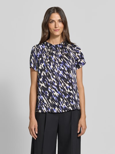 s.Oliver BLACK LABEL Regular fit blouse met korte mouwen met plooidetail Koningsblauw - 4