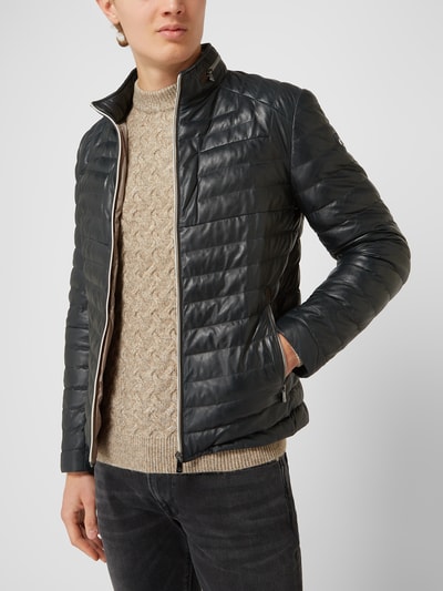 Milestone Steppjacke in Leder-Optik Modell 'Malik' Marineblau 4
