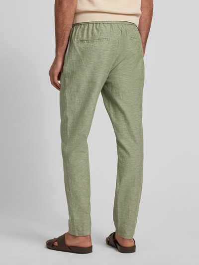 Scotch & Soda Tapered Fit Stoffhose aus Baumwoll-Leinen-Mix Modell 'Warren' Khaki 5