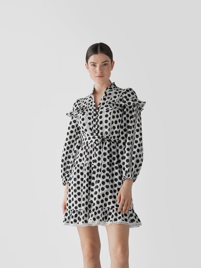 Diane von Furstenberg Knielanges Kleid mit Polka Dots Weiss 4