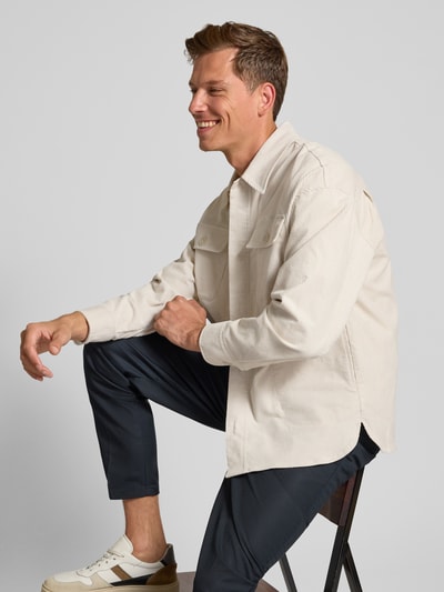 Casual Friday Regular Fit Hemdjacke aus Cord Modell 'MYLES' Offwhite 3