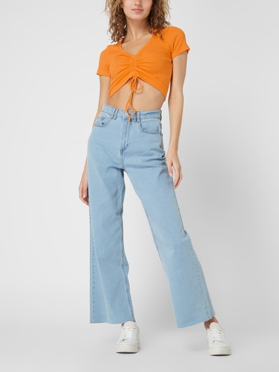 Only Cropped Shirt mit Rippenstruktur Modell 'Mia'  Orange 1