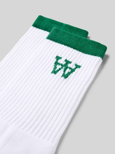 Wood Wood Socken mit elastischem Rippenbündchen und Logo Gruen 2