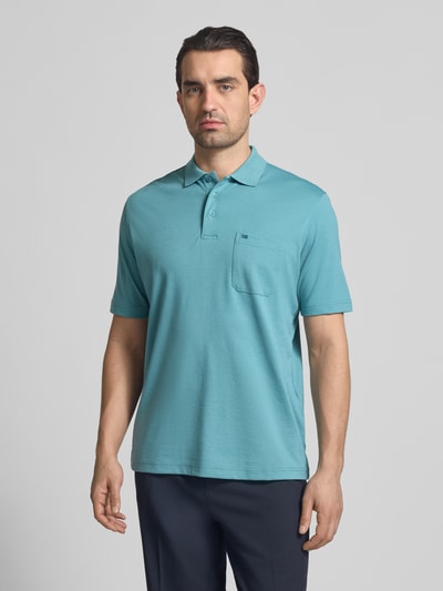 Christian Berg Men Koszulka polo o kroju regular fit z brustaszą Metaliczny zielony 4