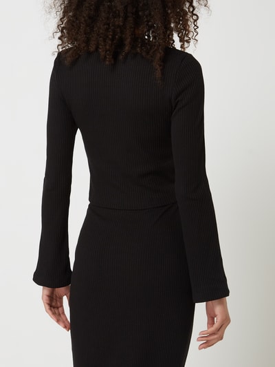 Gina Tricot Longsleeve mit Rippenstruktur Modell 'Alva' Schwarz 5