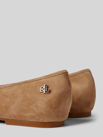 Lauren Ralph Lauren Lederballerinas mit Zierschleife Modell 'JAYNA' Camel 2