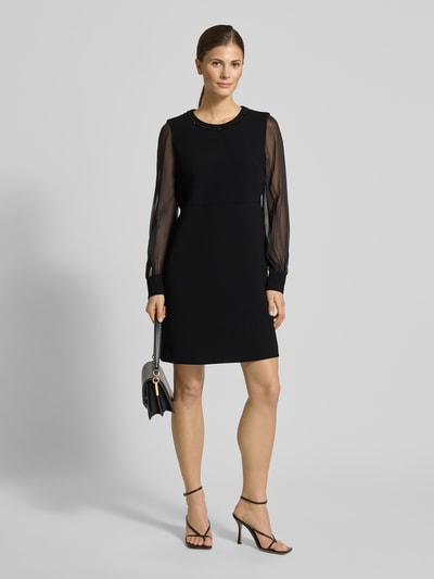 Max Mara Studio Knielanges Cocktailkleid mit semitransparentem Arm Black 1