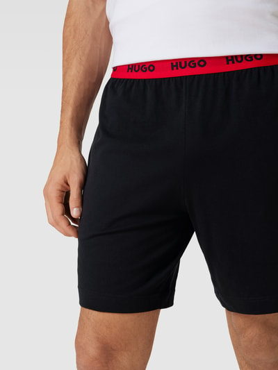 HUGO Sweatshorts met logo in band Zwart - 3