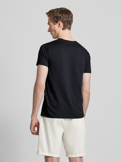 Gant Regular fit T-shirt met labelstitching Zwart - 5