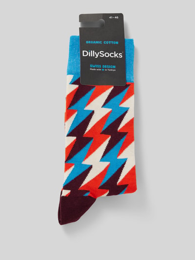 DillySocks Sokken met motiefstitching, model 'Fireball and Light' Offwhite - 3