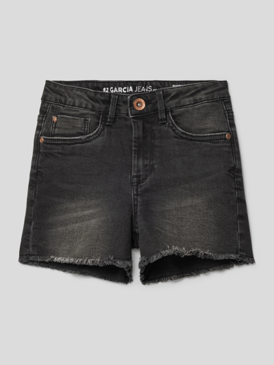 Garcia Jeansshorts met labelpatch Zwart - 1