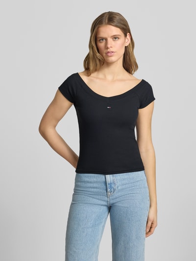 Tommy Jeans t-shirt o kroju slim fit z mieszanki bawełny Czarny 4