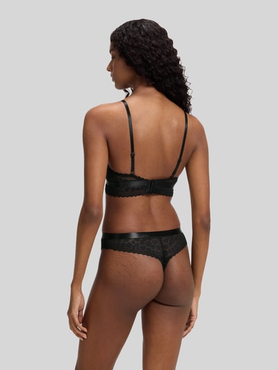 HUGO String mit elastischem Bund und Spitzenbesatz Black 4