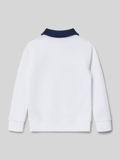 Produktfoto, Sweatshirt mit Reißverschluss und Label-Stitching von Polo Ralph Lauren Kids aus weißem Baumwoll-Mix, Regular-Fit, Umlegekragen.