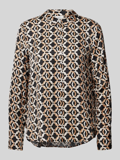 s.Oliver BLACK LABEL Regular fit blouse met lange mouwen, all-over motief en biezen Cognac - 2