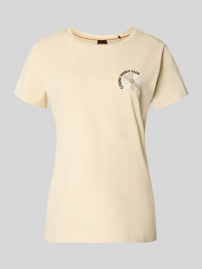 Productfoto, lichtgeel regular fit T-shirt van pure katoen, model 'E_ELOVE_5' van BOSS Orange dames T-shirt