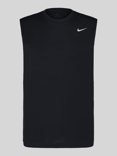 Produktfoto, schwarzes Regular Fit T-Shirt mit Logo-Print von Nike für Herren Sport, glatte Struktur, schlichte Form