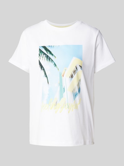 comma Casual Identity T-shirt z nadrukowanym motywem Biały 2