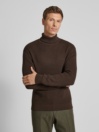 SELECTED HOMME Strickpullover mit Rollkragen Modell 'THEO' Mittelbraun 4