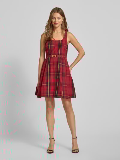 Lauren Ralph Lauren Cocktailkleid mit Karree-Ausschnitt und Gürtel Modell 'FRANTISE' Rot 1