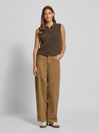 Marc O'Polo Regular Fit Strickweste aus Woll-Mix mit Alpaka-Anteil Mittelbraun 1