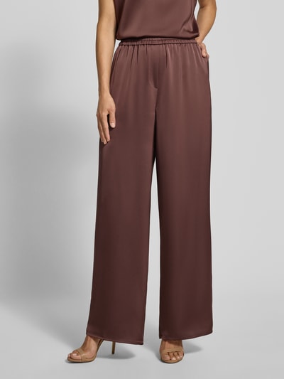 HUGO Relaxed fit wijde broek van satijn Chocoladebruin - 4